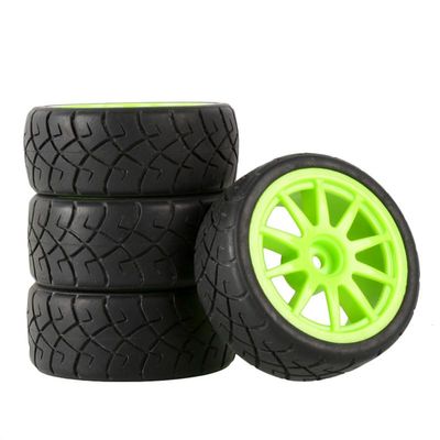 4pcs RC Car Rubber Tires & Wheels Rims 12mm Hex Hub for WLtoys 144001 and 1/18 1/16 1/10 Car Tyre(Green)