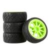4pcs RC Car Rubber Tires & Wheels Rims 12mm Hex Hub for WLtoys 144001 and 1/18 1/16 1/10 Car Tyre(Green) view 1