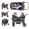 SPWVIP Stroller Wagon for 2 Kids- Lightweight Travel Folding Push Pull Baby Wagon for Newborn&Toddler with 5-Point Harness,Adjustable Canopy,Tray Table,Cup Holder,Storage Pocketsets (Grey) view 1
