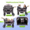 SPWVIP Stroller Wagon for 2 Kids- Lightweight Travel Folding Push Pull Baby Wagon for Newborn&Toddler with 5-Point Harness,Adjustable Canopy,Tray Table,Cup Holder,Storage Pocketsets (Grey) view 4
