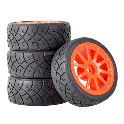 4pcs RC Car Rubber Tires & Wheels Rims 12mm Hex Hub for WLtoys 144001 and 1/18 1/16 1/10 Car Tyre(Red)