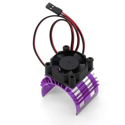 Blue RC Parts Electric Car brushless Motor Heatsink Cover + Cooling Fan for 1:10 HSP RC Car 540 550 3650 Size Motor Heat Sink(Purple)