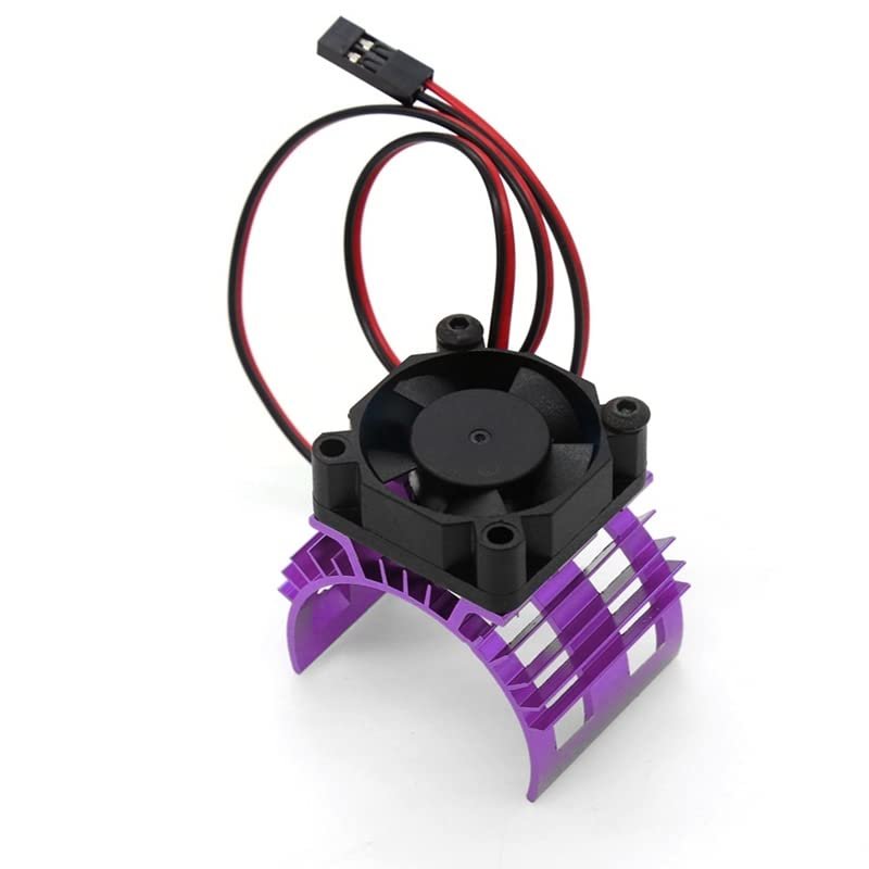 Blue RC Parts Electric Car brushless Motor Heatsink Cover + Cooling Fan for 1:10 HSP RC Car 540 550 3650 Size Motor Heat Sink(Purple)