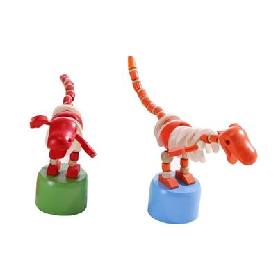 VICASKY 2pcs Cartoon Animal Shaped Rocking Toys Wooden Dinosaur Desktop Ornaments for Boys and Girls Safe Natural Cute Decorative Early Education Tools