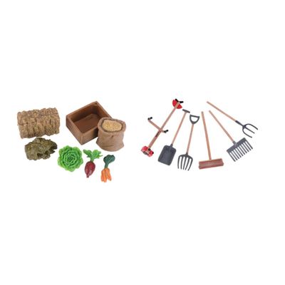 KONTONTY 13Pcs Mini Farm Tool Set PVC Simulation Model for Sand Table and Garden Decor Compact Micro Landscape Accessories for Scenes