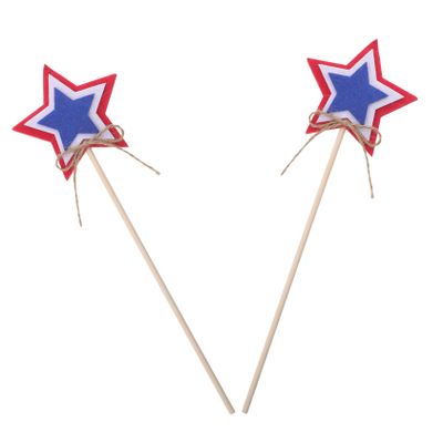 Abaodam 2pcs Star-shaped Fairy Wands for Independence Day Celebration Shiny Felt Decor for Patriotic Parties Fun Cosplay Favors Home Decoration