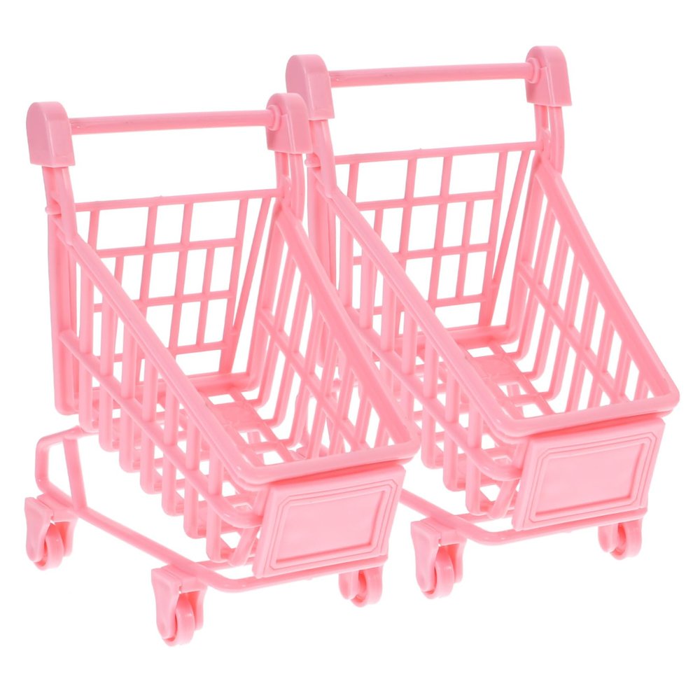 Gogogmee 2Pcs Mini Shopping Cart Cute Desktop Props for for Playtime and Photo Shoots Random Styles