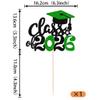 1 Pack 2026 Graduation Cake Topper Glitter Grad Cap Diploma 2026 Senior Cake Pick for School Graduation Theme Party Cupcake Decoration Supplies Green Black view 2