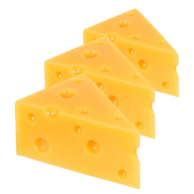 Kisangel 3pcs Realistic Artificial Cheese Model Simulation Triangle Cheese for Home Display Bakery Shop and Photography Props Decorative Accessory for Cakes and Desserts