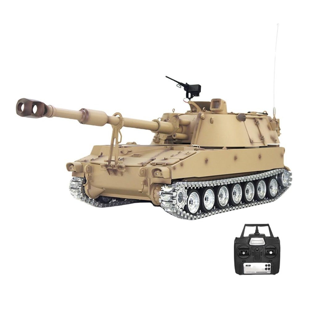 PIONEERX 1:16 RC Tank, 2.4Ghz M109A2 Remote Control Tank Model Toys with Smoke, Sound and Lights, That Shoots for Adults - Metal Upgrade Version