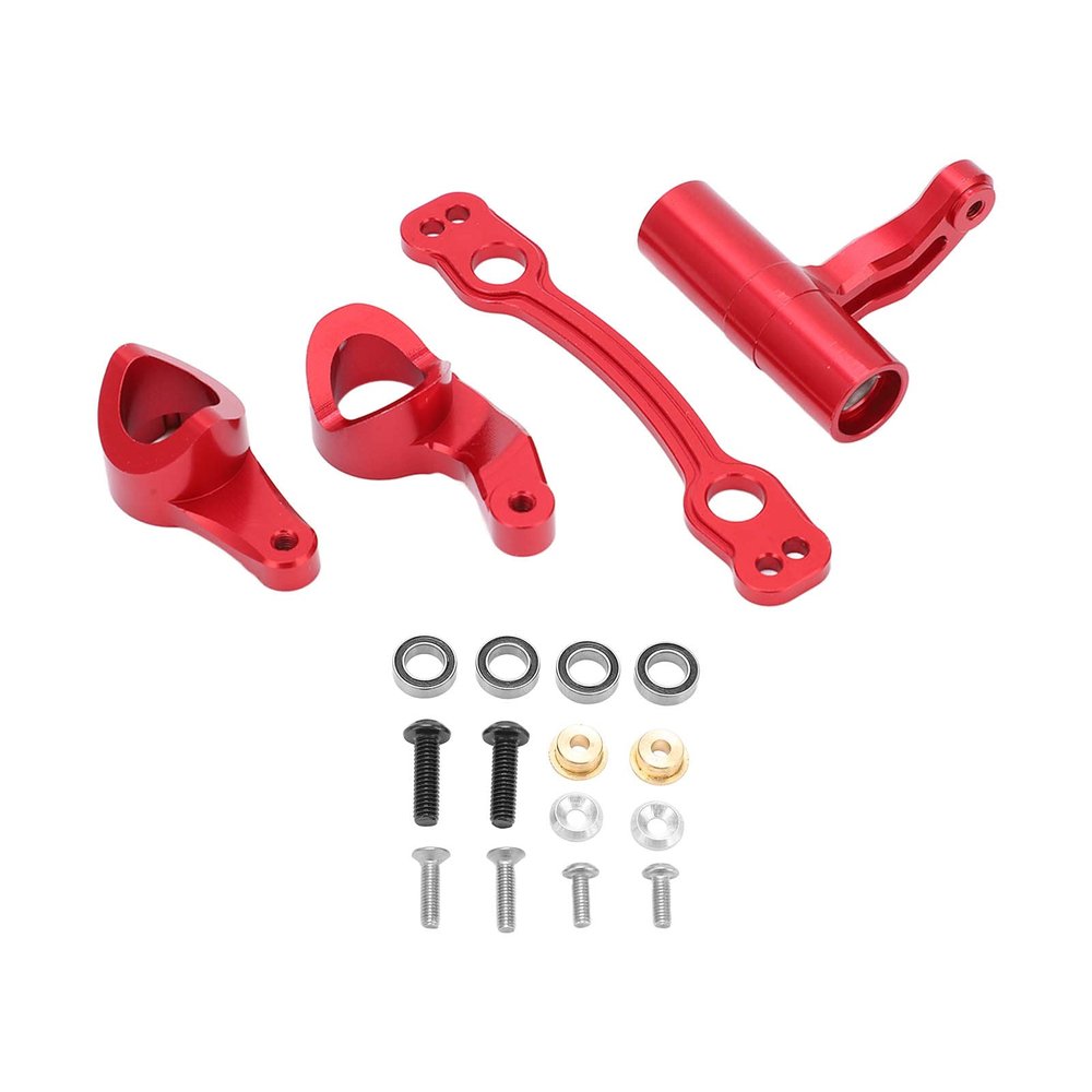 Aluminum Steering Servo Saver Complete Set and Easy for Arrma 1/8 Remote Control Car Upgrade Parts (Red)