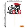 1 Pack 2026 Graduation Cake Topper Glitter Grad Cap Diploma 2026 Senior Cake Pick for School Graduation Theme Party Cupcake Decoration Supplies Red Black view 2