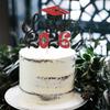 1 Pack 2026 Graduation Cake Topper Glitter Grad Cap Diploma 2026 Senior Cake Pick for School Graduation Theme Party Cupcake Decoration Supplies Red Black view 3