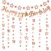 13th Birthday Decorations Banner Girls - 4 Pcs Rose Gold Official Teenager Party Banner Glitter Twinkle Hanging Streamer For Girl 13 Years Old Party Decor view 1