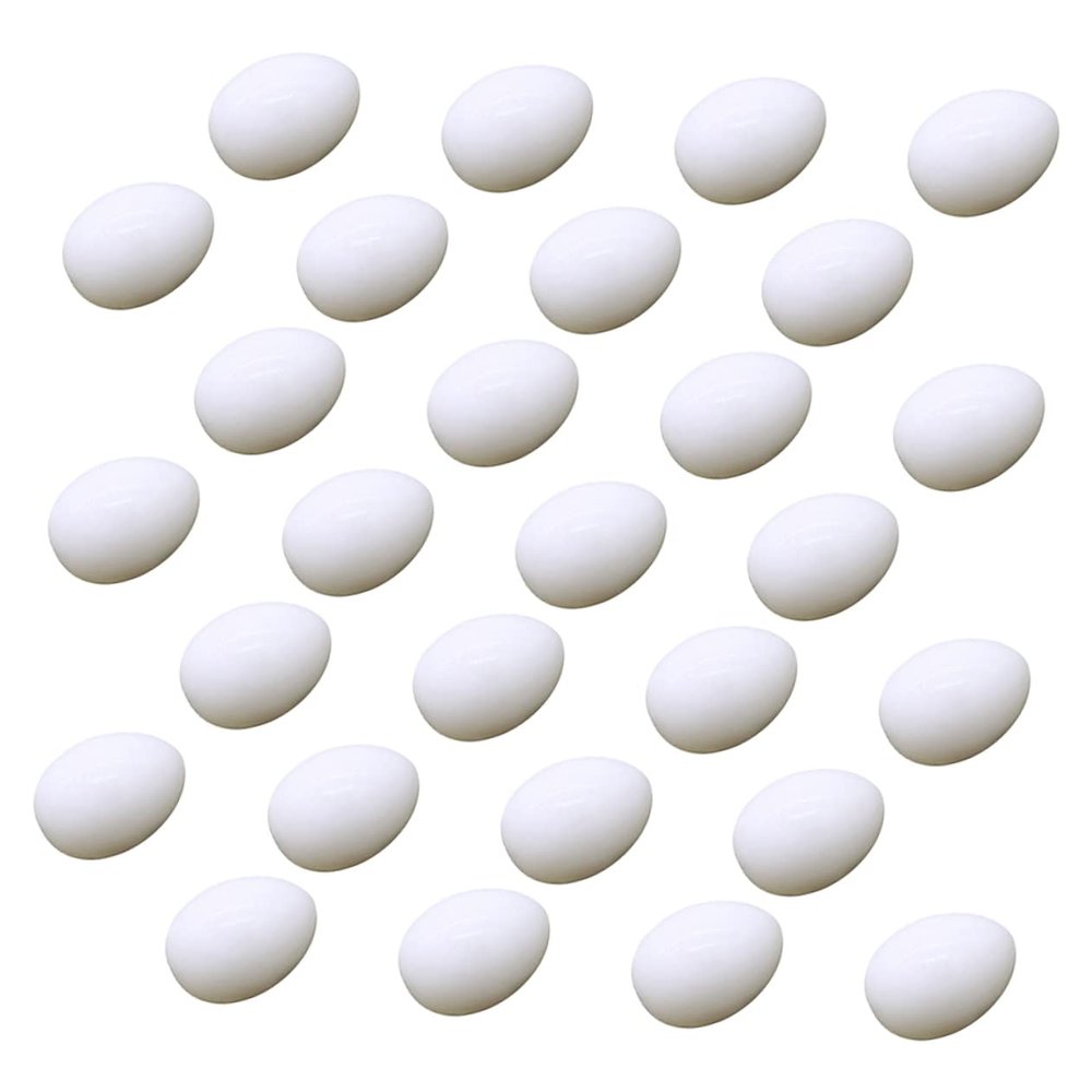 COLLBATH 28Pcs Realistic Fake Pigeon Eggs for Incubation High Imitation Plastic Eggs for Pigeon Breeding Reusable Environmental Friendly Decor Eggs for Projects and Crafts