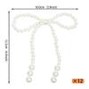 12 PCS Pearl Bow Cake Toppers Bowknot Birthday Decorations Pearl Bows Cupcake Toppers Bowknot Cake Decorations for Bow Themed Wedding Bridal Shower Birthday Baby Shower Party Supplies White view 2