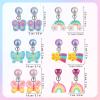 Mikovivi 6 Pairs Colorful Clip on Drop Earrings Set, Resin No Pierced Design Kids Child Dangle Earrings Cute Butterfly Ear Clips for Children Toddler Party Daily Wearing Princess Jewelry view 2