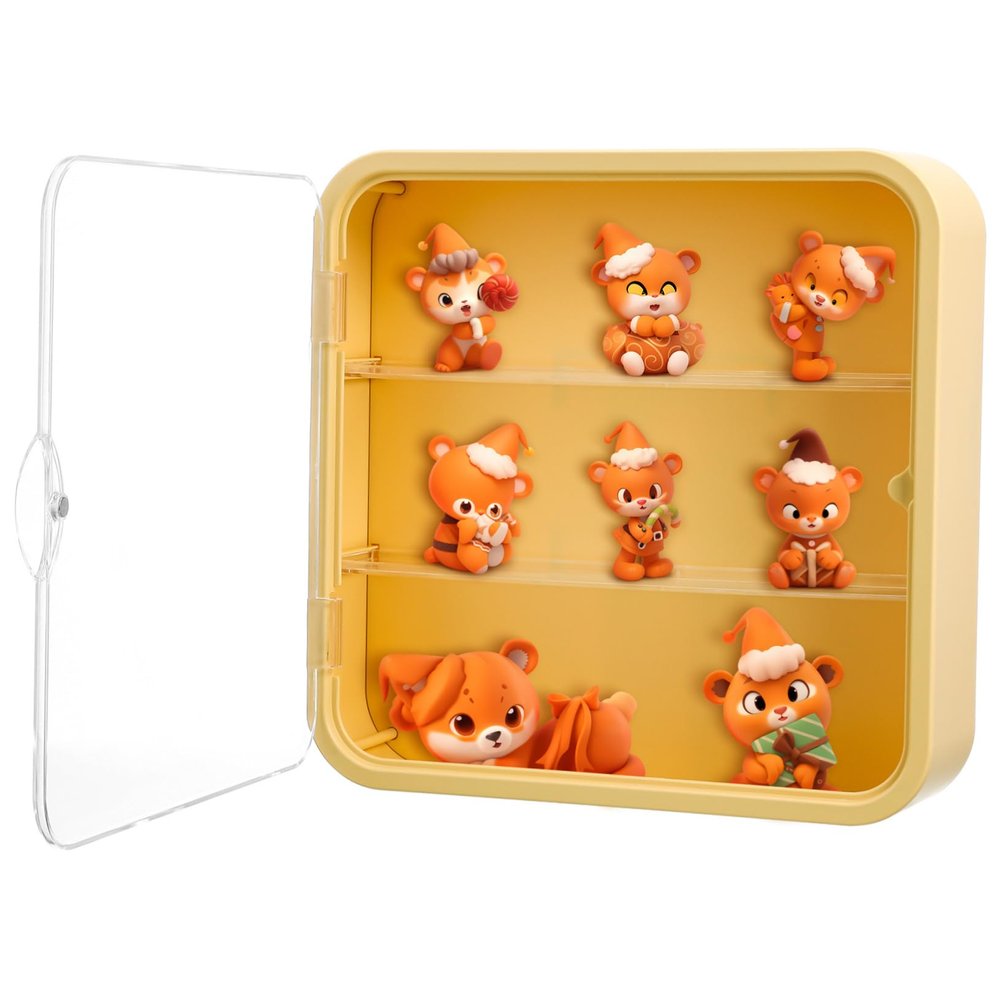 Happyyami Wall-Mounted Figure Display Cabinet Adhesive Collection Shelf Easy Installation Sturdy Display Box for Organizing Action Figures and Collectibles