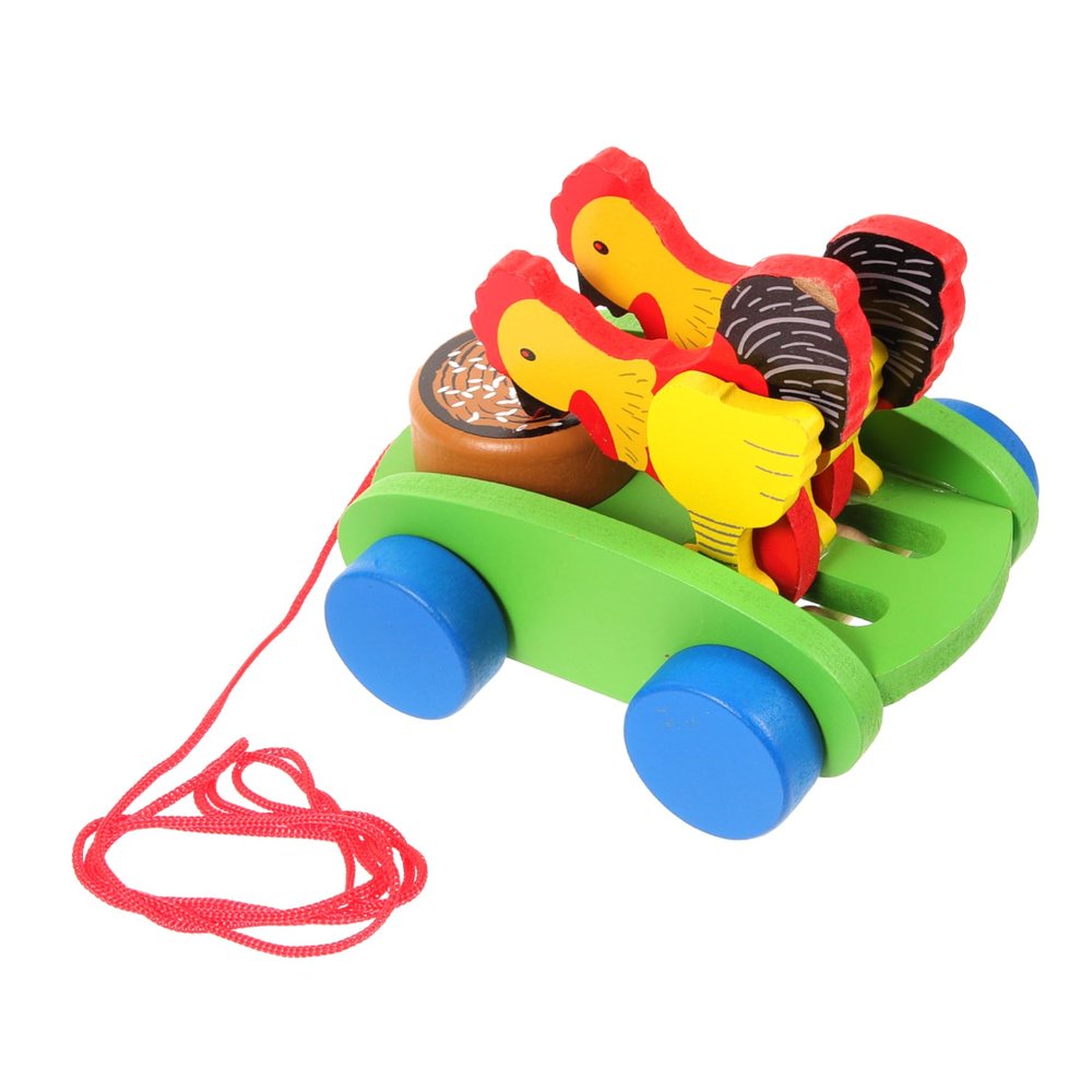 Abaodam 1pc Wooden Pulling Toy for Toddlers Chicken Eggs Cart and Easy to Grip for Boy Playtime Parent-boy Girl Bonding