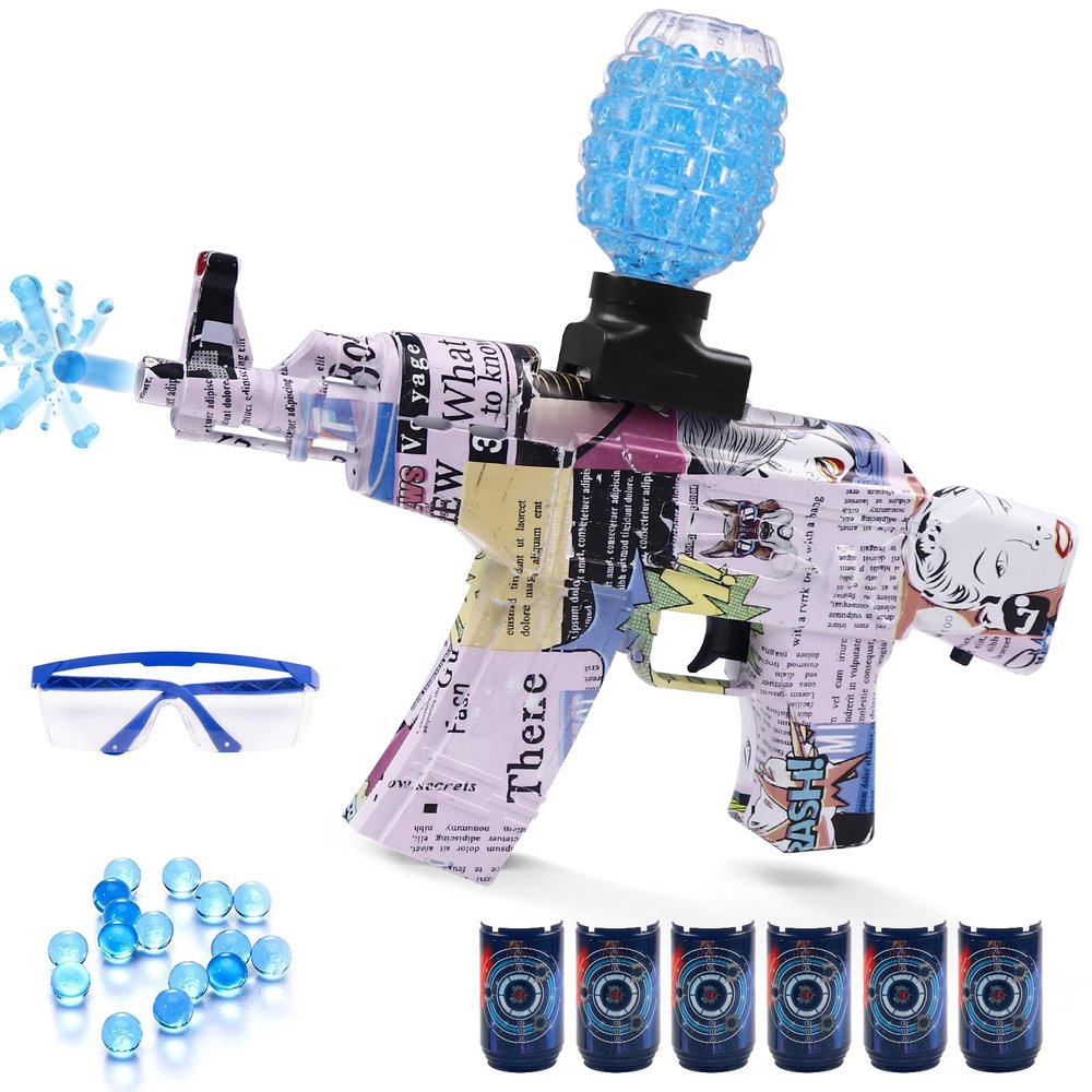 Electric Gel Ball Blaster 160+ FPS High Speed with Goggles, Rechargeable Gel Ball Splatter Toy - Shooting Team Game Outdoor Activities Party Gift for 14 Age Up (Light Pink)