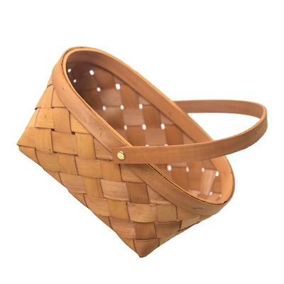 ABOOFAN 1pc Portable Wood Chip Fruit Basket Small Woven Home Storage Basket for Vegetables Stylish Organizer Handle for Easy Carrying Elegant Design