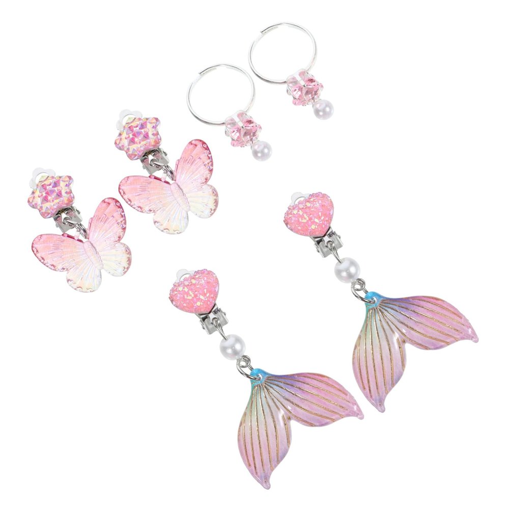 HANABASS 3pairs Cute Clip Earrings for Girls Non-pierced Safe and Lightweight Ear Jewelry for Daily Wear and Special Occasions