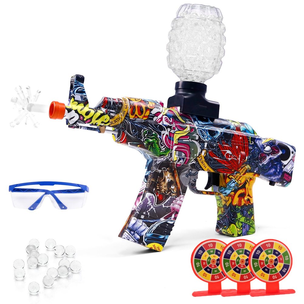 Electric Gel Ball Blaster 160+ FPS High Speed with Goggles, Rechargeable Gel Ball Splatter Toy - Shooting Team Game Outdoor Activities Party Gift for 14 Age Up (Colorful)