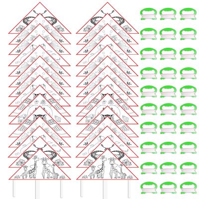 30 Pack DIY Coloring Kites for Kids Ages 4-8 with Swivel Stakes - Creative Art & Outdoor Fun, Painting & Decorating Kite Party Pack (30 Packs Random Pattern)