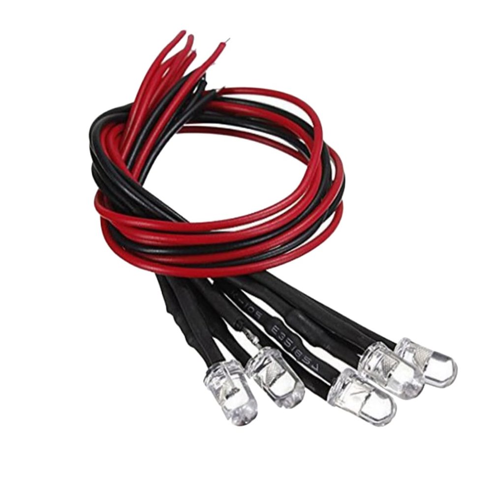 BUGUUYO 50pcs Pre-wired Led Light Bulbs for Rc Toys Red Led Outdoor Beads Low Power Consumption Easy to Connect