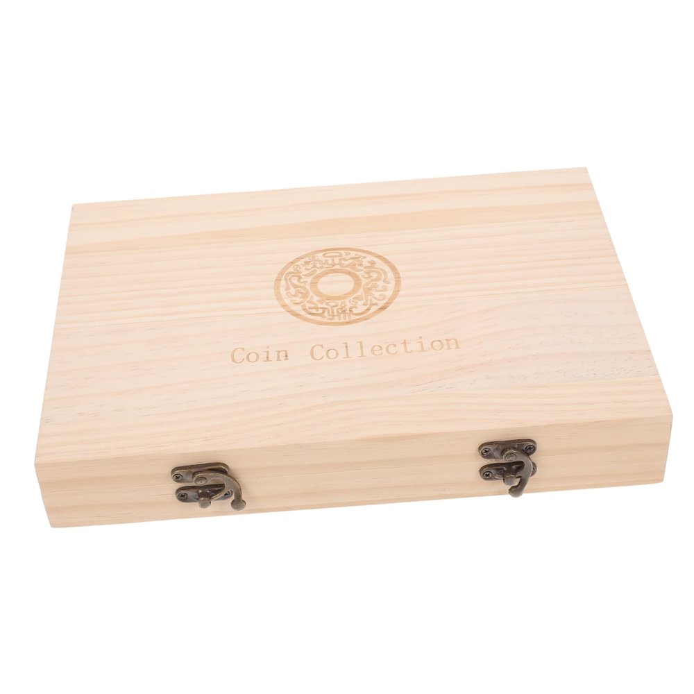 ARTIBETTER Wooden Coin Capsules Holder Case Collector Box Coins Storage Commemorative Display Organizer