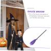 LIOOBO 1Pc Halloween Witch Broom with Web Gauze Besom Prop for Costume Cosplay and view 2