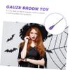 LIOOBO 1Pc Halloween Witch Broom with Web Gauze Besom Prop for Costume Cosplay and view 4