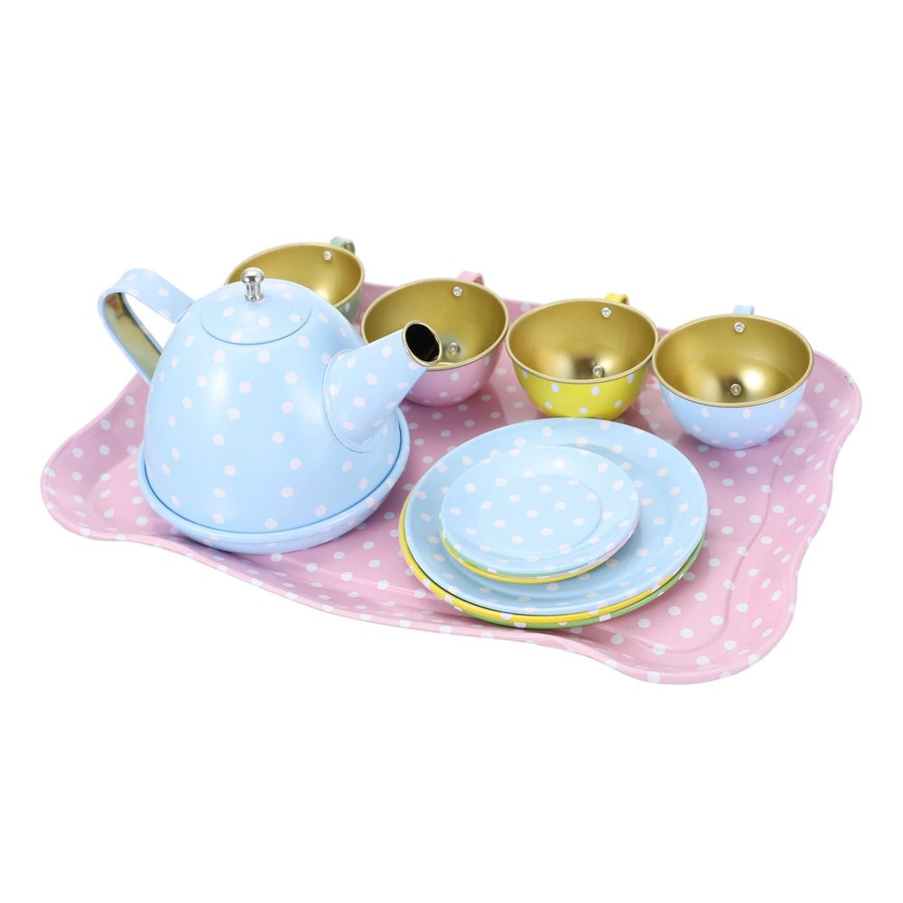 KOMBIUDA 1set Boy Girl Tea Ware Toy Mini Kitchen Kit Delicate Pretend Play Tea for Boys and Girls Tinplate Material Design Parent-boy Girl Interaction Toy