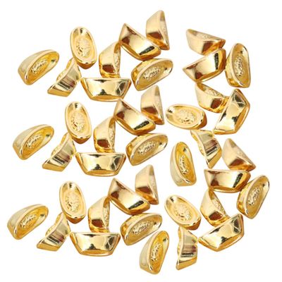 KICHOUSE 100pcs Miniature Golden Ingot Ornaments Feng Shui Desk Decor for Dollhouses Craft Projects and Home Decoration Vintage Style Golden Ingot Models for Indoor and Outdoor Use