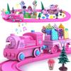Pink Classic Train Sets for Toddlers|Musical Electric Train Toys with DIY Ice Cream Truck 3D Foam Puzzles Party Scene Building Kit for Girls Boys 3-5 Years Old Parent-Child Interaction Birthday Gift-A view 1