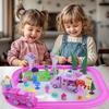 Pink Classic Train Sets for Toddlers|Musical Electric Train Toys with DIY Ice Cream Truck 3D Foam Puzzles Party Scene Building Kit for Girls Boys 3-5 Years Old Parent-Child Interaction Birthday Gift-A view 2