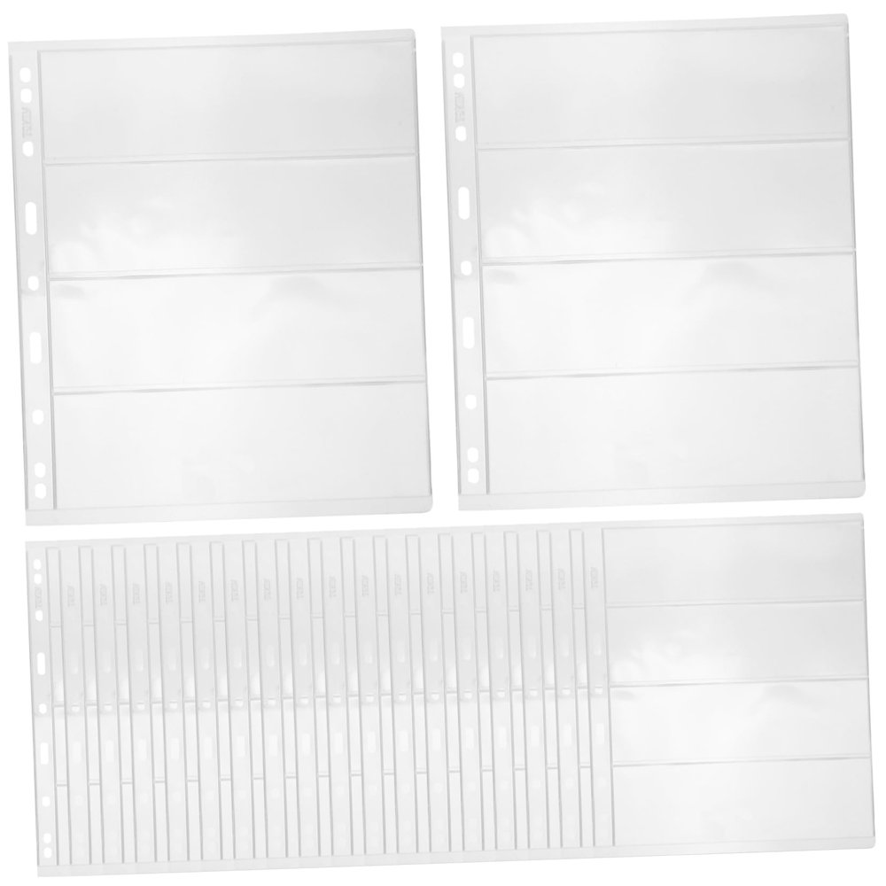 DOITOOL 20sheets Stamp Storage Pages for Binder Transparent Album Pages for Collectible Stamps and Currency Organization Row Standard Design and Protective
