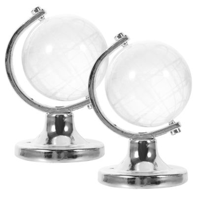 DIYEAH 2pcs Earth Globe for Boys and Girls Desk Decor Rotating Tabletop Decor Glass Base Educational