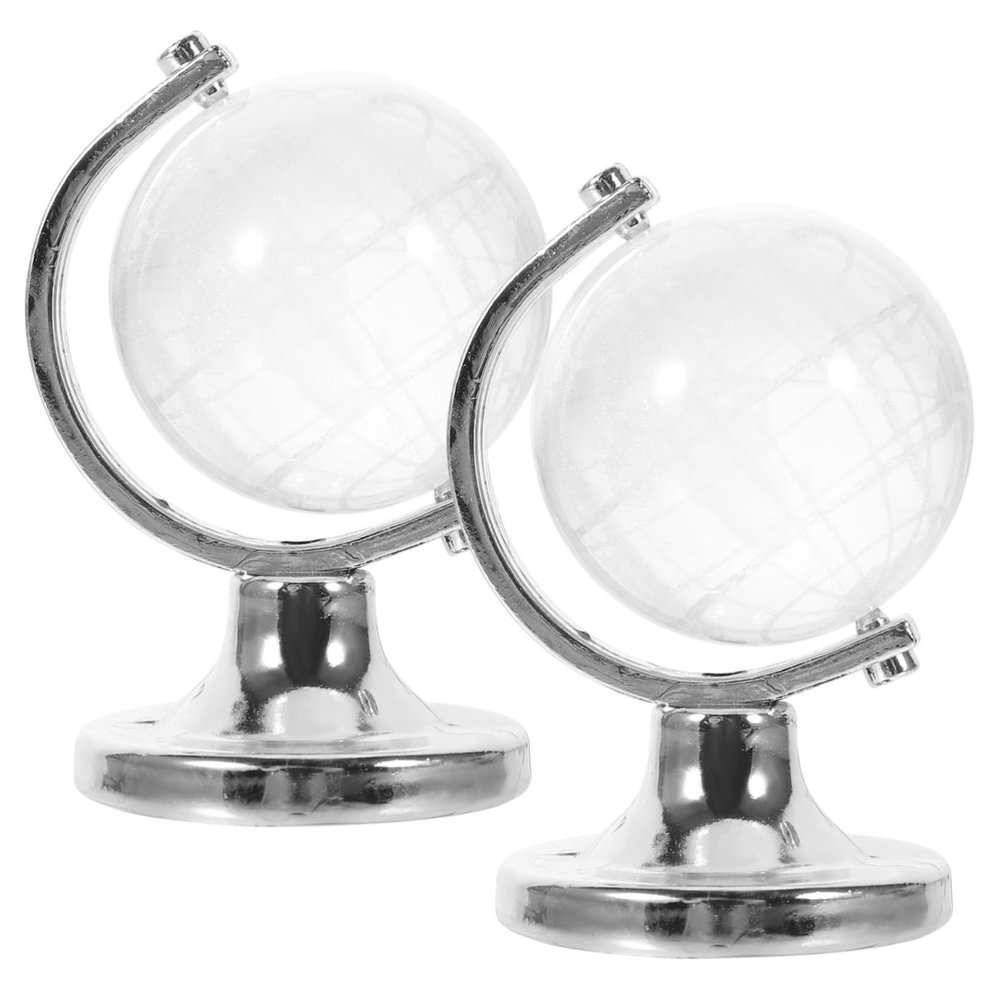 DIYEAH 2pcs Earth Globe for Boys and Girls Desk Decor Rotating Tabletop Decor Glass Base Educational