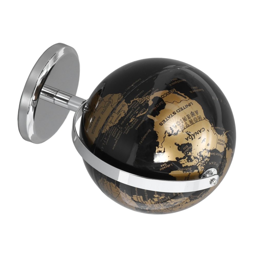 ARTIBETTER Decorative Globe for Home Office Black Gold English Terrestrial Globe with Stand Desk Ornament for Geography Enthusiasts and Elegant Interior