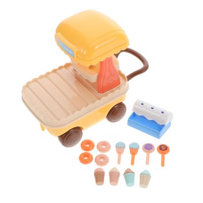 Kisangel 1set Pretend Ice Cream Cart Toy for Boy Girl Miniature Ice Cream Truck Playset Interactive Features for Early Educational Fun Lightweight Portable