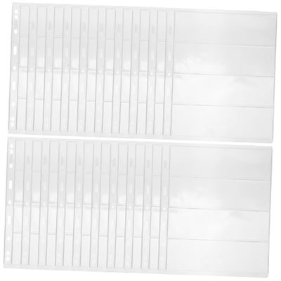 Angoily 20sheets Stamp Storage Pages for Collectible Albums Transparent Binder Pages for Stamps and Currency Acid Single-Sided for Collectors