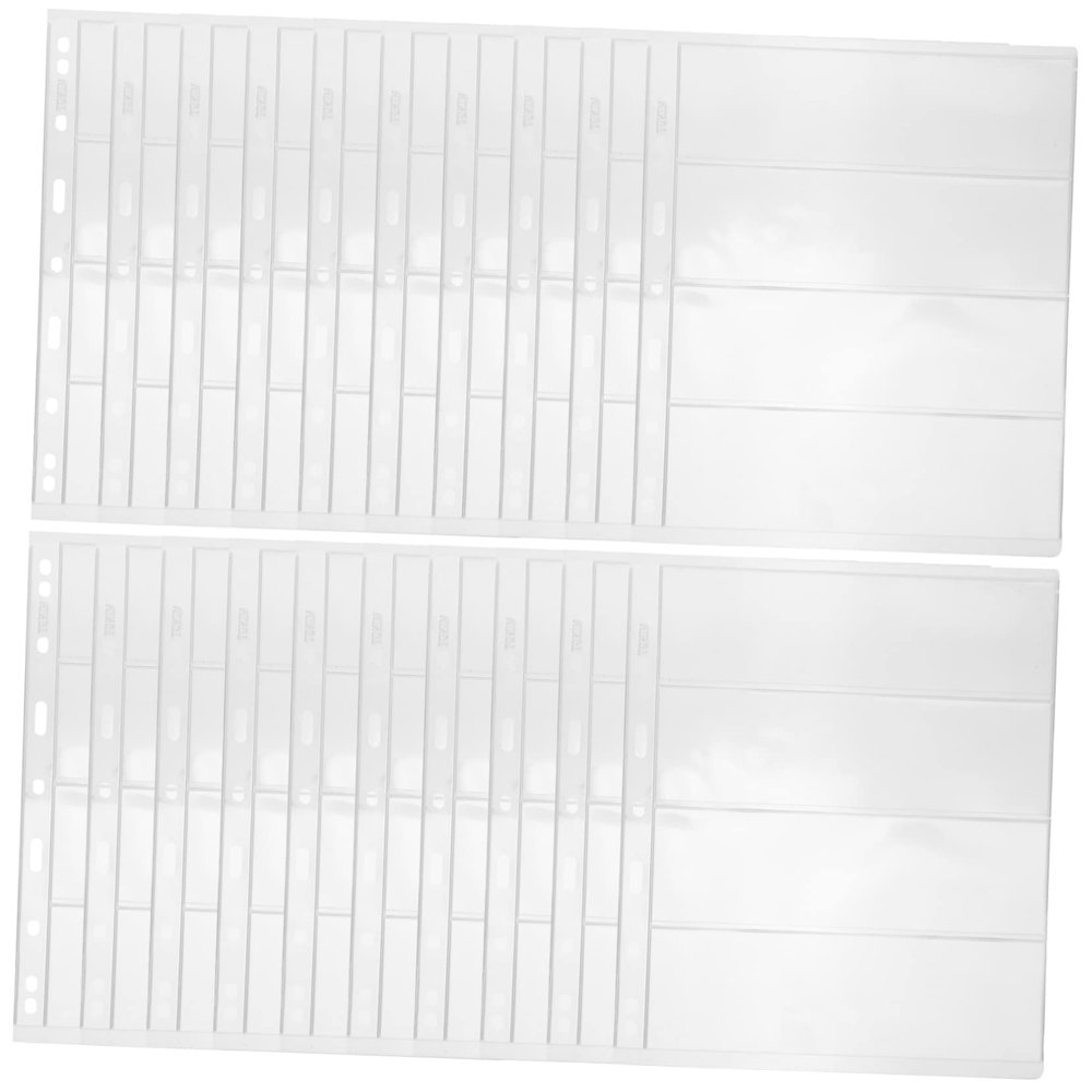 Angoily 20sheets Stamp Storage Pages for Collectible Albums Transparent Binder Pages for Stamps and Currency Acid Single-Sided for Collectors
