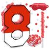 16 Inch Red and White Number 8 Pinata, Birthday Pinata with 16 Inch Piata Stick Blindfold Confetti for Kids 8th Birthday Party Decorations view 1