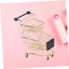 Toddmomy Mini Two-Tier Shopping Cart Toy for Boys and Girls Alloy Pretend Play Grocery Trolley with Electroplating Finish for Role Play and Imaginative Encourages Cognitive Development and view 3