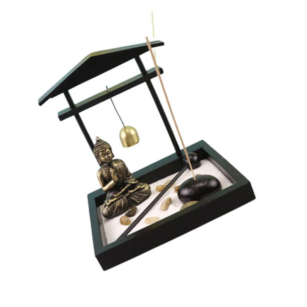 ABOOFAN Buddha Statue Tray Zen Garden for Desk Miniature Sand Table Decorations Meditation Zen Garden Desktop Table Decoration