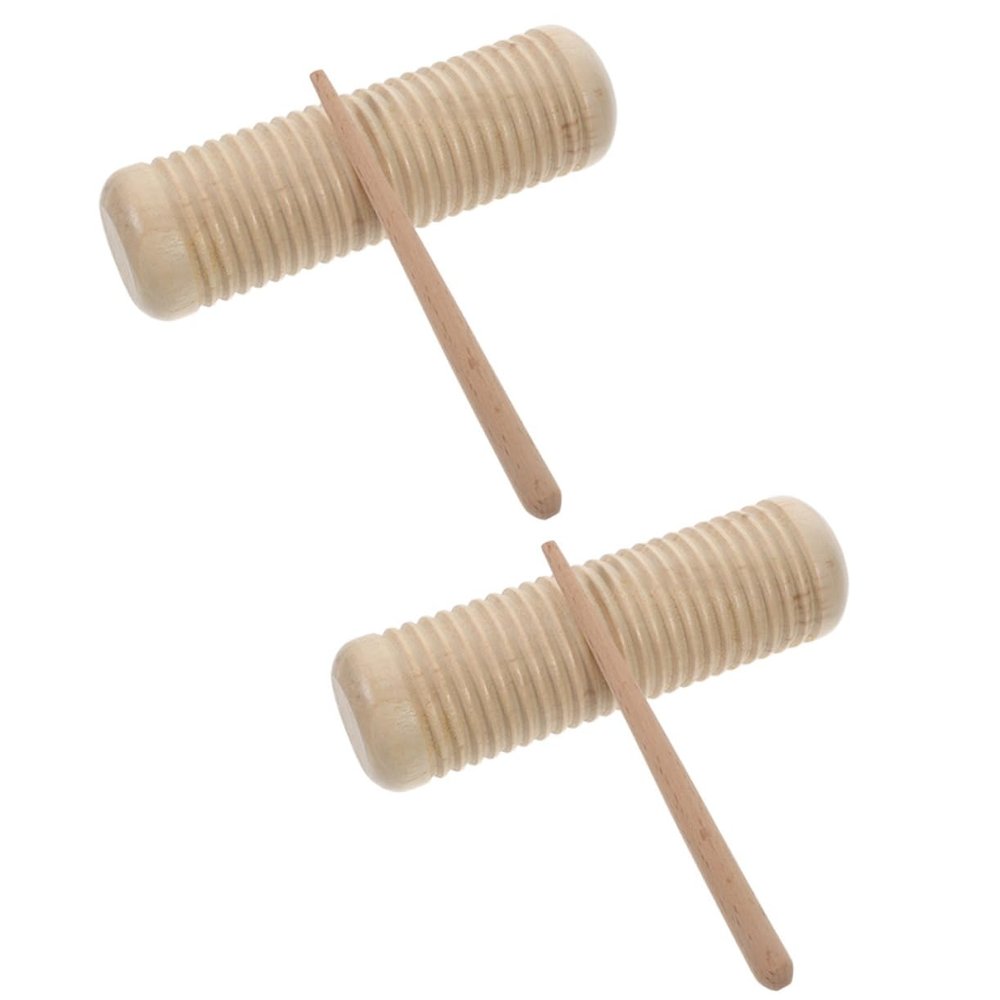 Abaodam 2sets Early Education Toys of Wooden Guiro Rhythm Sticks for Boys and Girls Safe Natural Wood Material