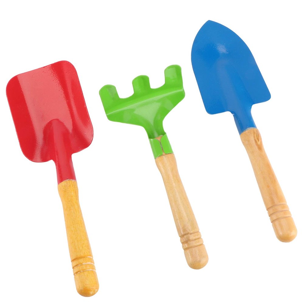 ORFOFE 3Pcs Beach Sandbox Set Rake and Shovel with Handle Outdoor Garden Tools Random Colors for Fun Playtime Sandboxes and Gardens