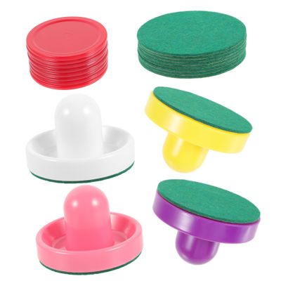 Abaodam 1set Ice Hockey Pucks Tabletop Hockey Paddles Accessories Pink White Purple Yellow Includes Felt Pads Red Balls for Game Rooms and Parties