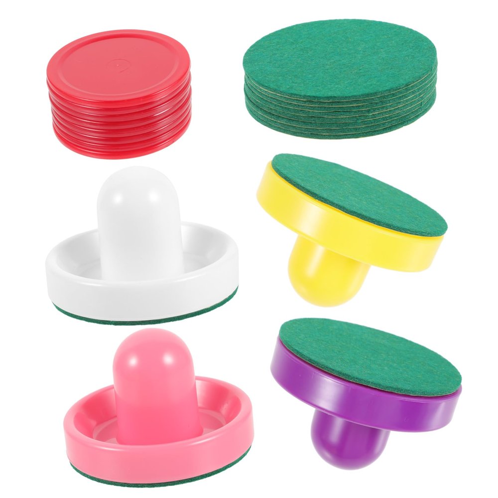 Abaodam 1set Ice Hockey Pucks Tabletop Hockey Paddles Accessories Pink White Purple Yellow Includes Felt Pads Red Balls for Game Rooms and Parties